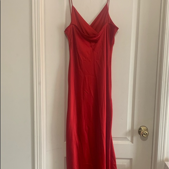 Zara Red Satin Midi Dress - Picture 3 of 16